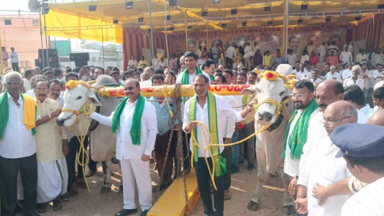 అట్టహాసంగా జాతీయ స్థాయిలో ఒంగోలు ఎడ్ల బల ప్రదర్శన పోటీలు ప్రారంభించిన..ప్రత్తిపాటి,గొట్టిపాటి, శ్రీ కృష్ణ దేవరాయలు