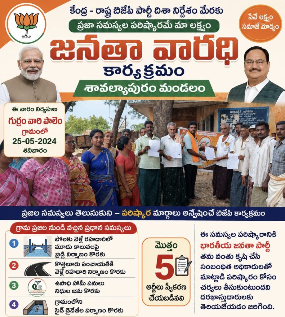 శావల్యాపురం మండలంలో జనతా వారధి కార్యక్రమం నిర్వహించడం జరిగింది